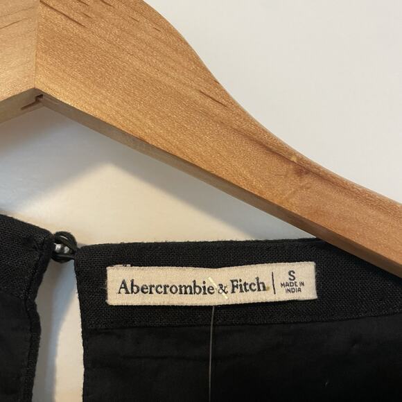 Abercrombie & Fitch Linen Minimalist T Shirt Shift Dress Small Black - Picture 5 of 10